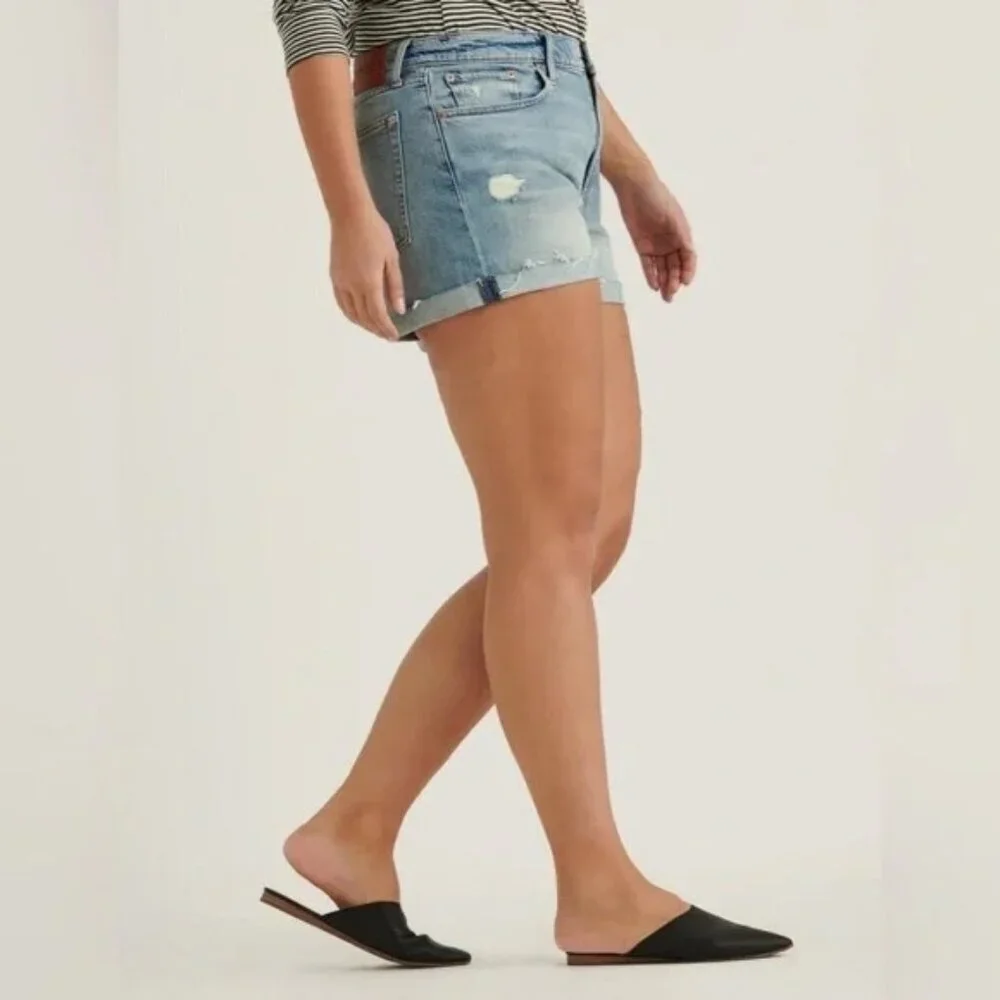 Lucky‎ Brand Jean Shorts Women's Size 28 Blue Denim Boyfriend Cuffed Cotton